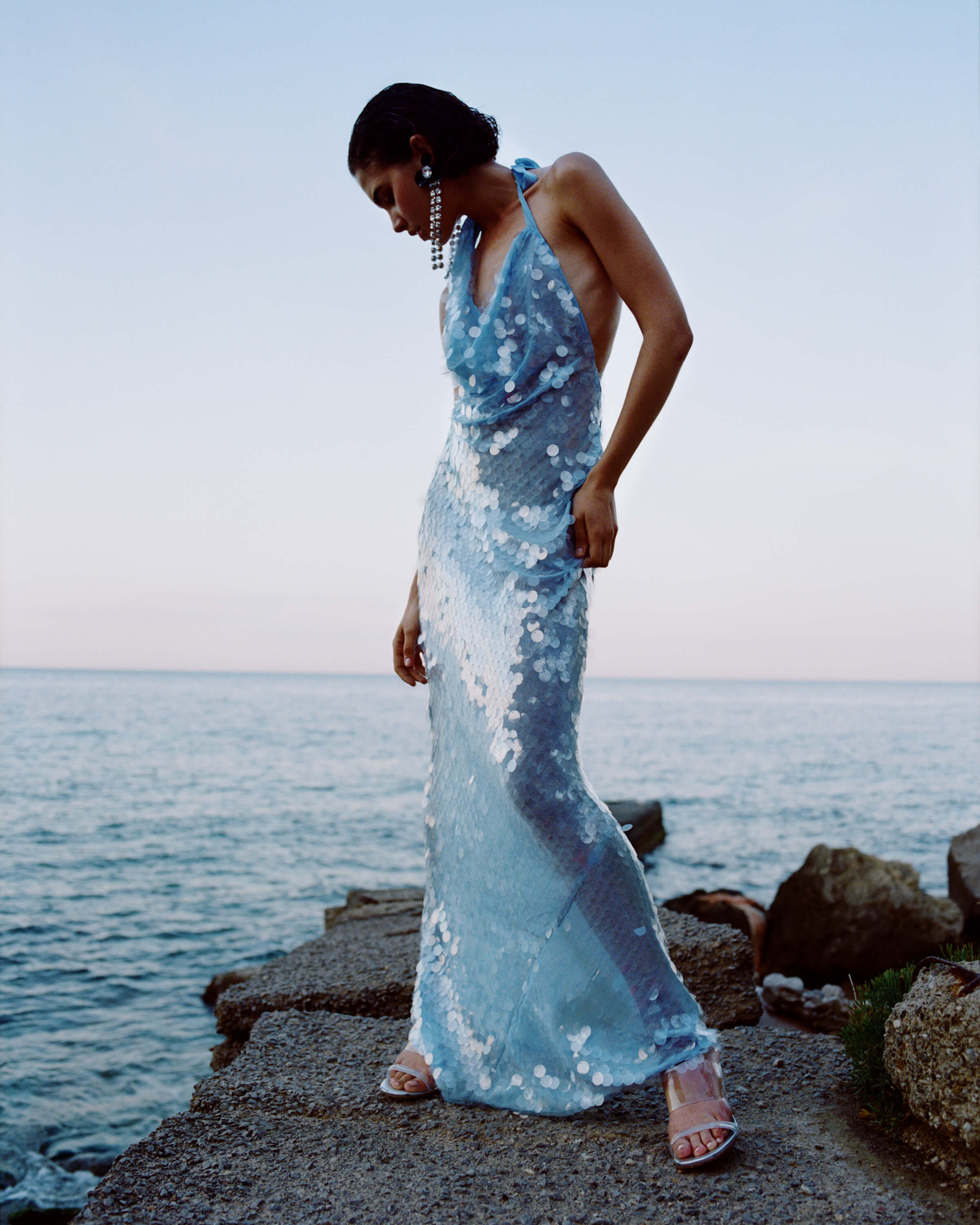 Semi sheer leopard silk cowl neck maxi dress - 'Valentina' Dress