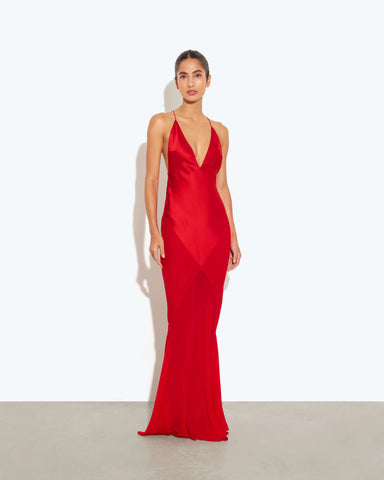red statement dress Rat & Boa Lotus Slip XXL cinching at the natural Color:Green Mint Eduarda - loose-fitting maxi Navy Blue Ball Gown