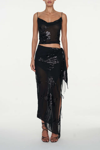 Semi sheer leopard silk cowl neck maxi dress - 'Valentina' Dress